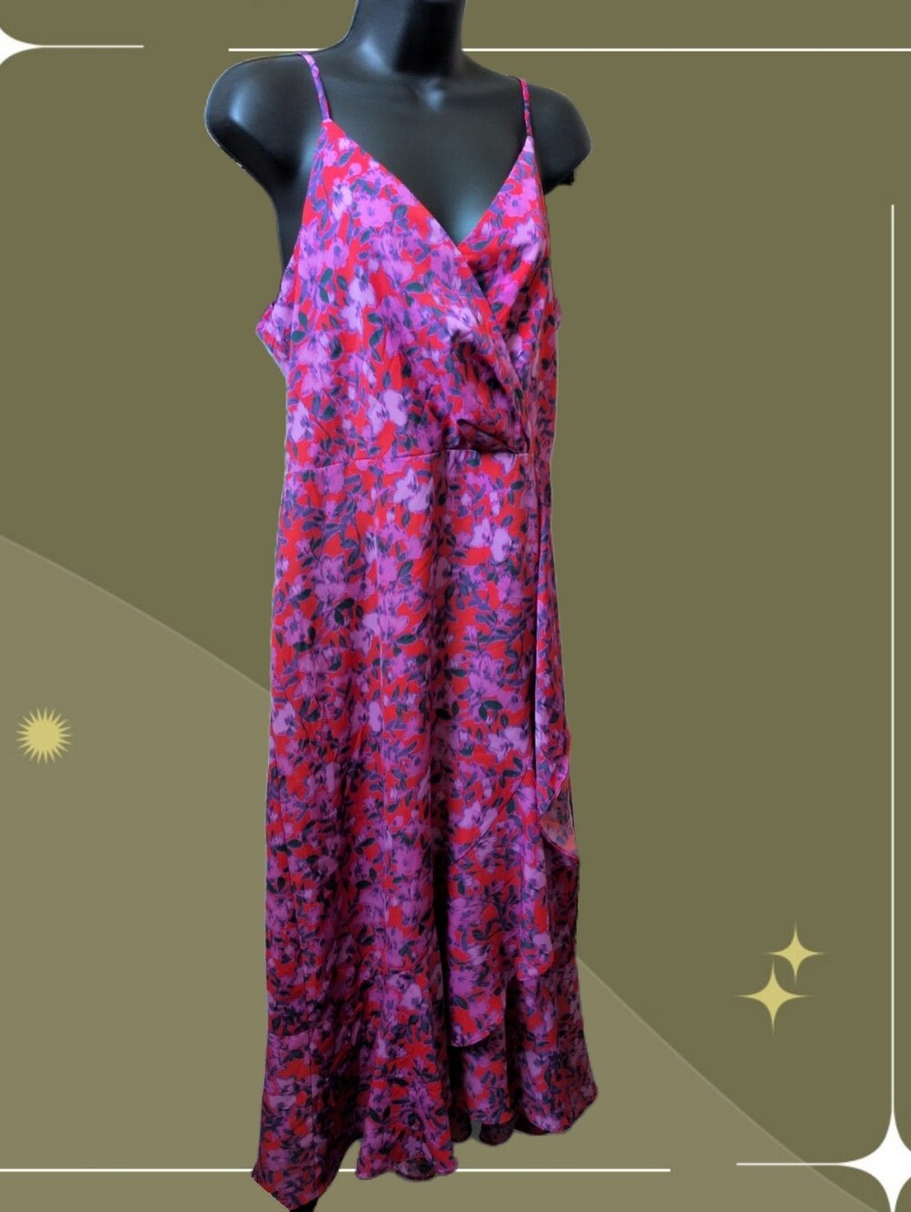 ✨ Chelsea 28 Nordstroms Faux Wrap Floral Midi Dress Size M